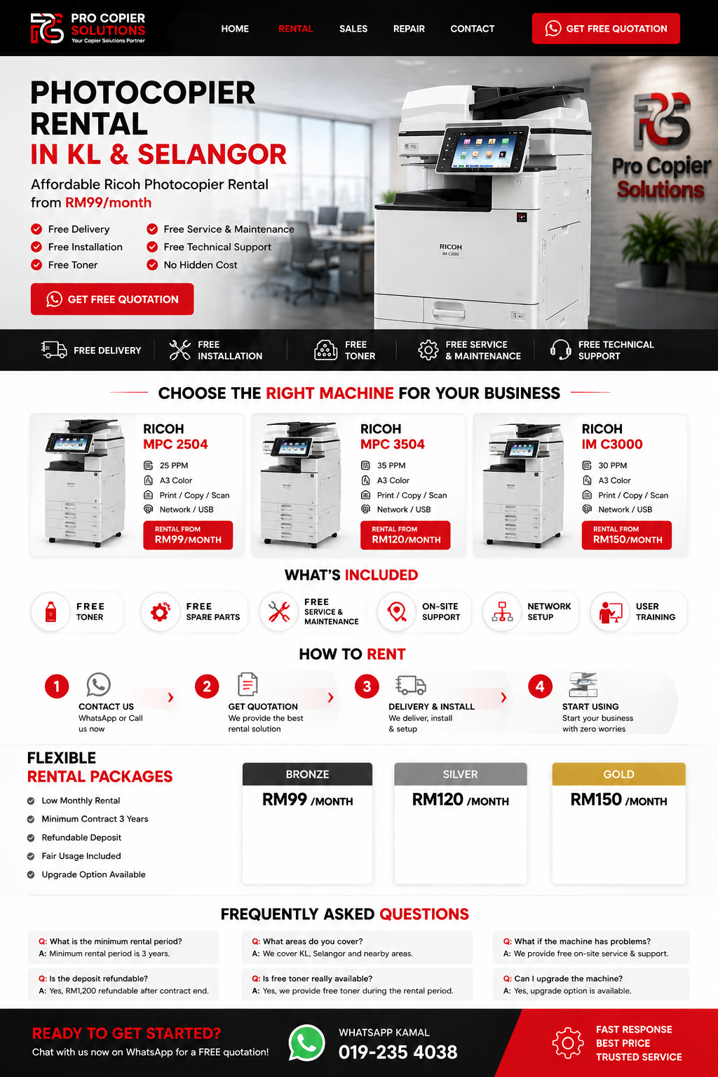 Ricoh IM C3000 Photocopier Rental Kuala Lumpur & Selangor